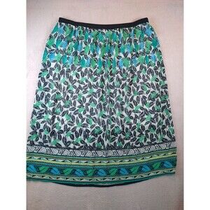 J. Jill Floral Maxi Skirt Women's 2X Pull on Ferns Leaves Blue green Lined Flowy